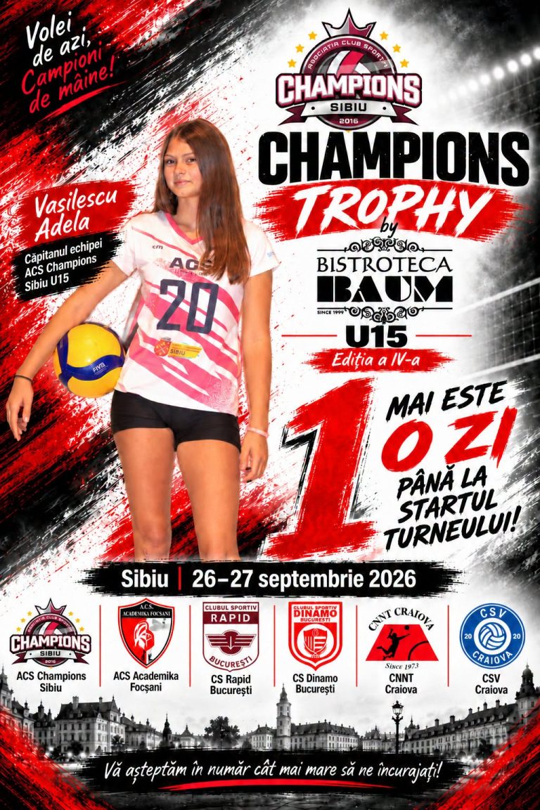 25.09.2026 MÂINE ÎNCEPE! Champions Trophy U15 by Bistroteca Baum este gata de start.