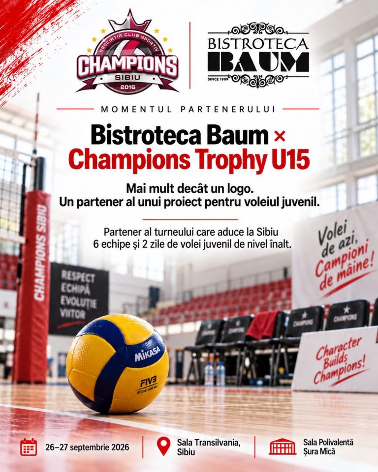 22.09.2026MOMENTUL PARTENERULUI | MARȚI, 19:15 BISTROTECA BAUM × CHAMPIONS TROPHY U15